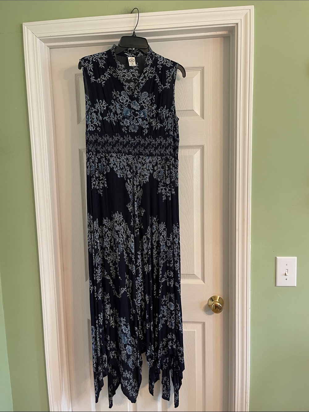 BILA Sleeveless Navy Floral Rayon Maxi Dress-Sz medium